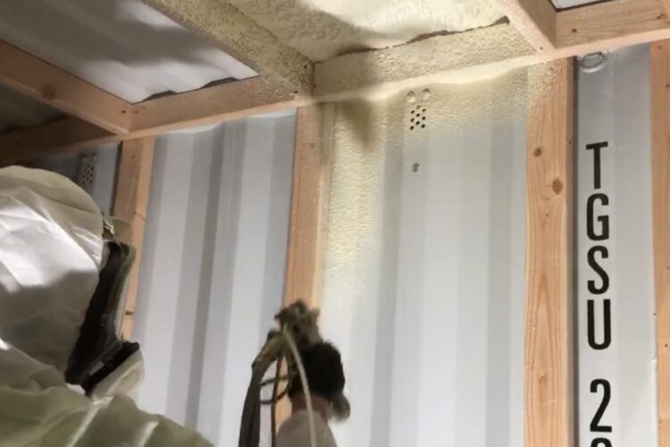 Spray foam in Shipping Container e1631632598642