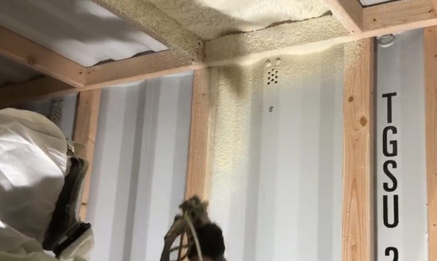 Spray foam in Shipping Container e1631632598642
